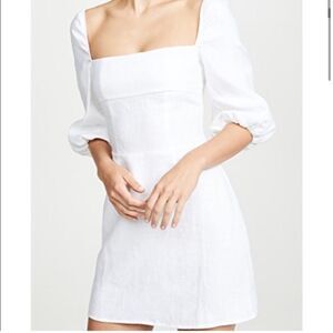 Reformation Hampstead White Linen Mini Dress 10